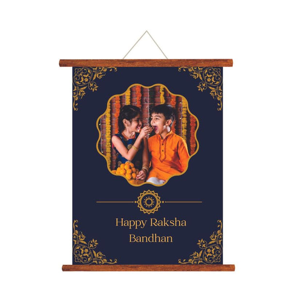 TheYaYaCafe Personalized Raksha Bandhan Canvas Scroll Greeting Card Happy Rakhi 15x20 Inches, Rakhi Gift for Brother, Bhai, Bhaiya from Sister, Didi, Behen for Raksha Bandhan