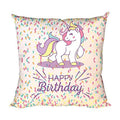 Walking Unicorn Happy Birthday Cushion Cover, 12x12 inches