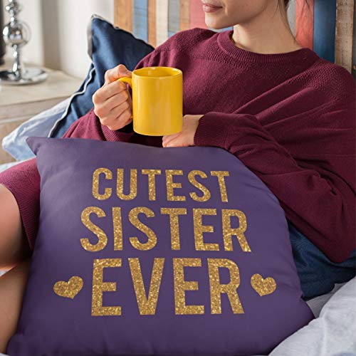 TheYayaCafe Printed Cushion Cover Custest Sister Ever 16x16 Inches, Birthday Raksha Bandhan Anniversary Diwali Gift for Sister, Sis, Didi from Brother and Family