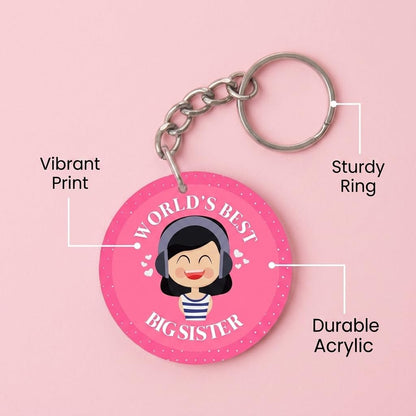 World's Best Big Sister Keychain Keyring - Personalised Gift