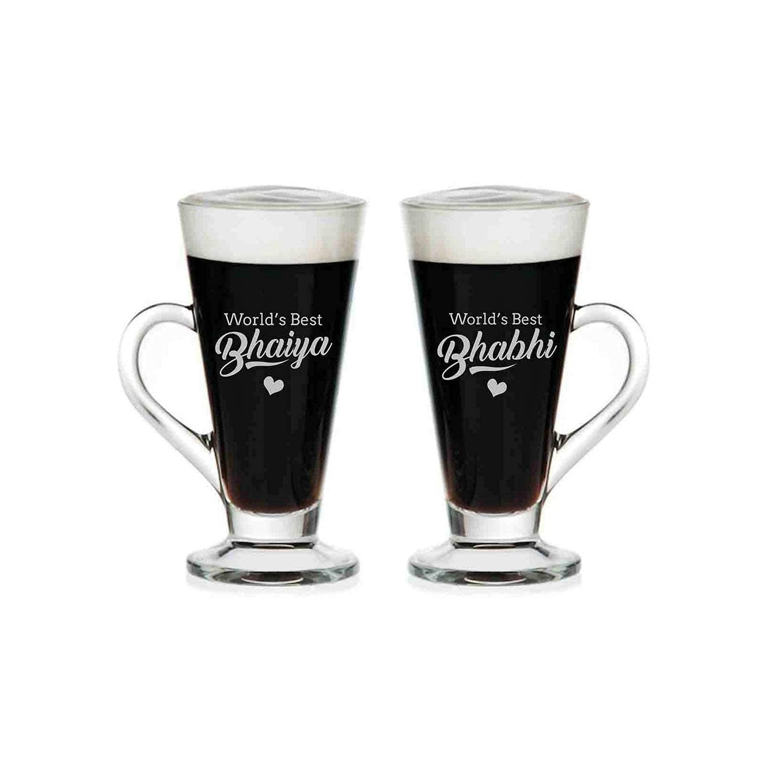 Worlds Best Bhaiya Bhabhi Glass Tea Cups