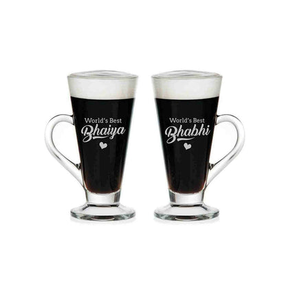 Worlds Best Bhaiya Bhabhi Glass Tea Cups
