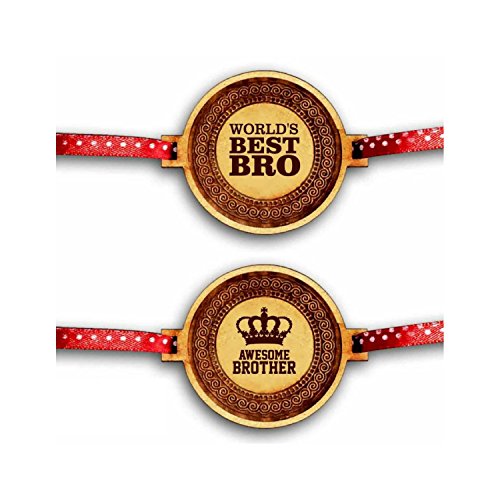 World Best Bro & Awesome Brother Printed Rakhi - Set of 2