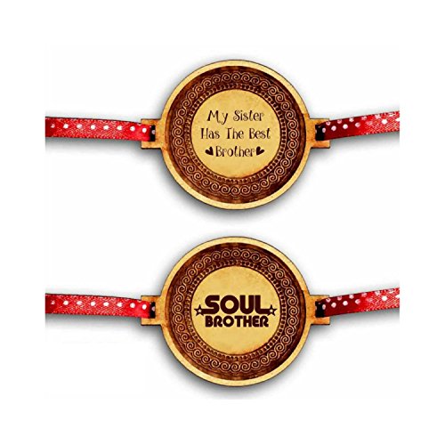 TheYayaCafe Rakhi for Brother Combo Set of 2 Engraved Wooden Rakhi with Personalized Name, Raksha Bandhan Gift for Bhai from Sister, Brother, Kids, Men