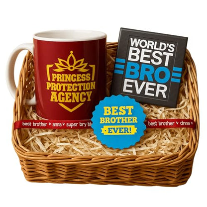 TheYayaCafe Rakhi Gift for Brother | Princess Protection Agency Mug Coaster Mousepad Keychain Rakhi Combo Set of 5 | Raksha Bandhan Bhai Dooj Birthday Gift for Bhai, Brother from Sister