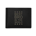 Personalised Black Leather Wallet with Wooden Rakhi for Brother