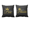 King Bro Queen Bhabhi Cotton Cushion Cover 16x16 - Set of 2