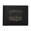 World's Greatest Dude Engraved Black Leather Wallet