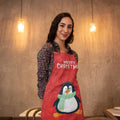 Christmas Apron - Red Penguin Printed Kitchen Apron