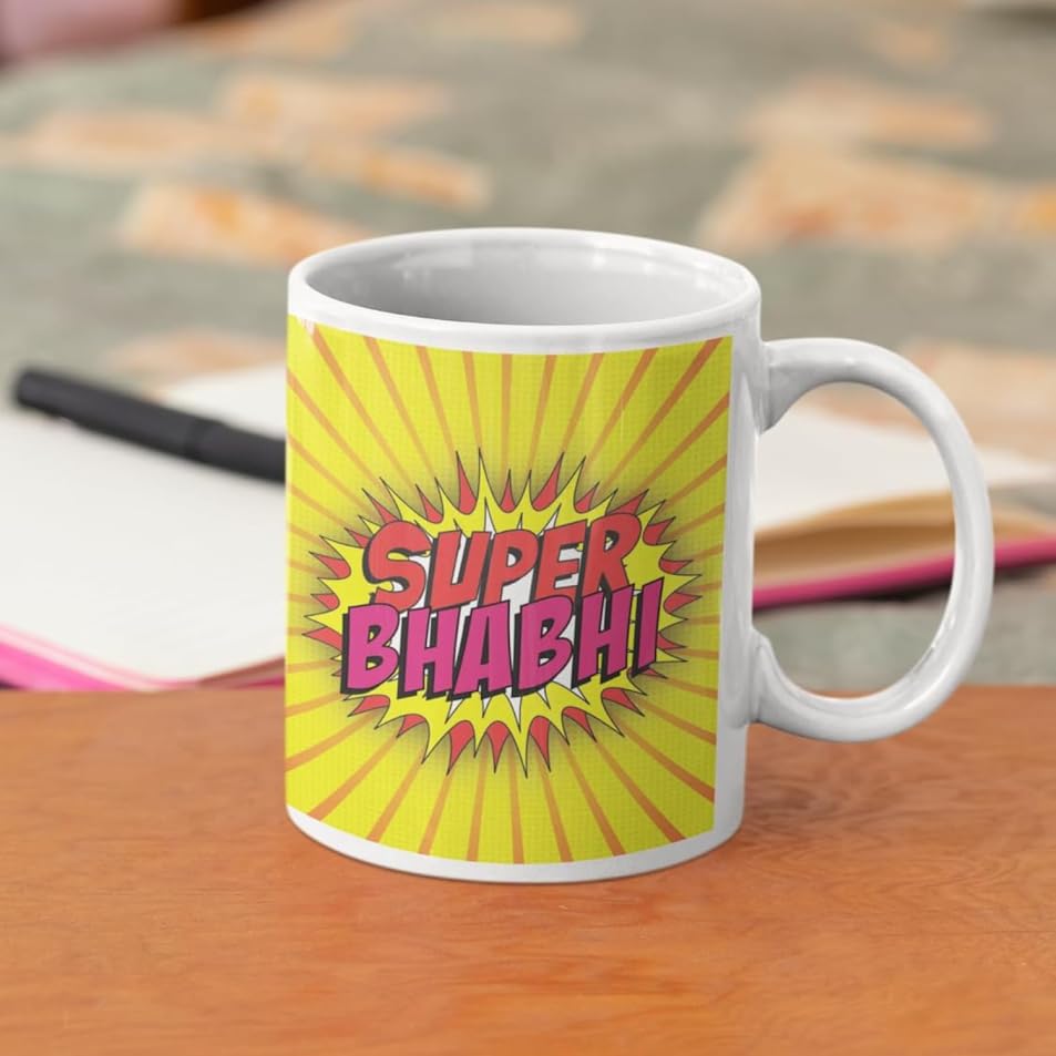 TheYayaCafe Rakhi Gifts for Bhaiya Bhabhi Combo Set of 4 with 2 Printed Coffee Mugs and 2 Designer Rakhis, Raksha Bandhan Hamper for Brother and Sister-in-Law