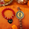 King Bro & Queen Bhabhi Rudraksh Rakhi Combo Set of 2
