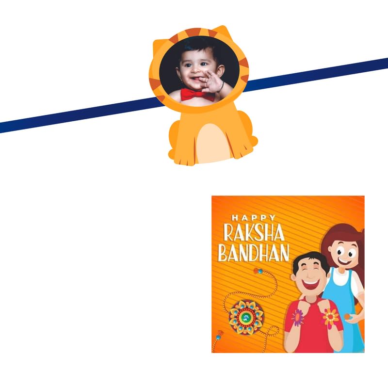 TheYaYaCafe Kids Personalized Photo Printed Raksha Bandhan Rakhi for Brother with Roli Tika, Rakhi Gift for Bhai, Brother, Bhaiya from Sister, Raksha Bandhan Festival