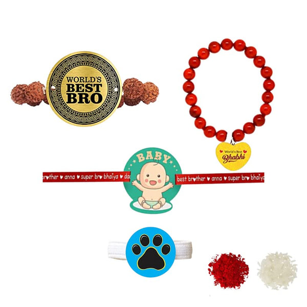 World Best Bro & World Best Bhabhi Family Rakhi - Combo of 3