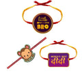 Quote-Printed Acrylic Rakhi Set of 3 for Brother & Sister