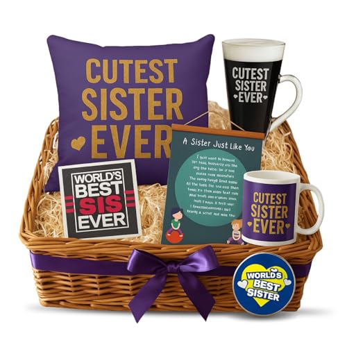 Cutest Sister Ever Gift Set of 4 - Apron, Chef Hat, Mug & Coaster
