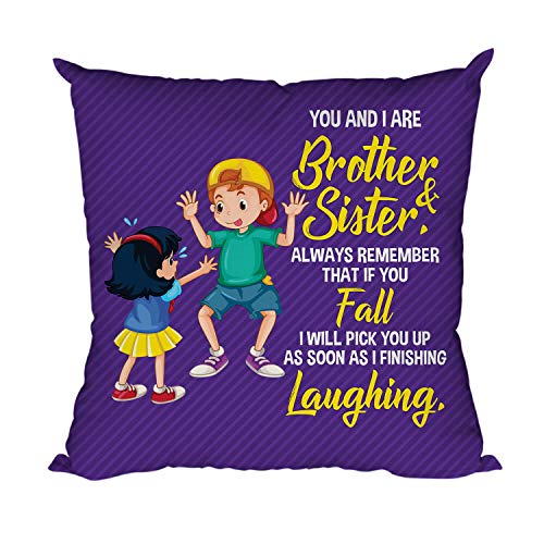 TheYayaCafe Funny Rakhi Birthday Gift Cushion Cover for Brother, If You Would Fall I Will Laugh 16x16 Inches (40x40 cm), Raksha Bandhan Bhaidooj Gift for Bhai, Brother, Bhaiya from Sister