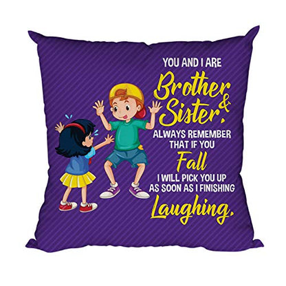 TheYayaCafe Funny Rakhi Birthday Gift Cushion Cover for Brother, If You Would Fall I Will Laugh 16x16 Inches (40x40 cm), Raksha Bandhan Bhaidooj Gift for Bhai, Brother, Bhaiya from Sister
