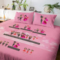 Cute Love Story Romantic Couple Double Bedsheet with Pillows