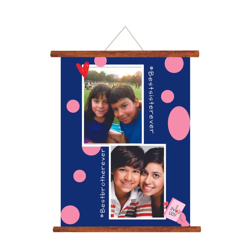 TheYaYaCafe Personalized Raksha Bandhan Scroll Card 15x20 Inches Wooden Support Wall Hanging, Rakhi Gift for Brother Bhai from Sister, Anniversary Birthday Diwali Raksha Bandhan