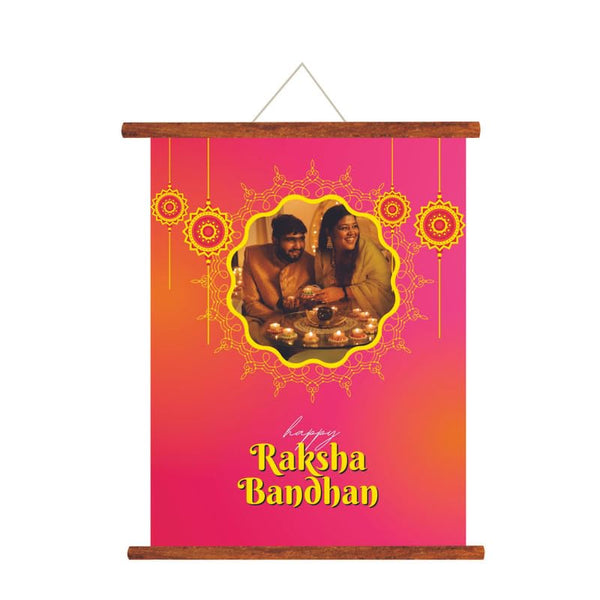TheYaYaCafe Personalized Raksha Bandhan Scroll 15x20 Inches Canvas Art with Wooden Supports, Rakhi Gift for Brother, Sister, Bhaiya from Sister, Brother, Kids