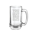 Best Bro Clear Glass Beer Mug with Coaster, 357ml Combo of 2