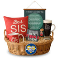 TheYayaCafe Rakhi Gift Hamper for Sister Best Sis Ever, Set of 6 with Mug Cup Coaster Magnet Scroll Cushion Cover, Raksha Bandhan Birthday Bhaidooj Gift for Sister from Brother and Family