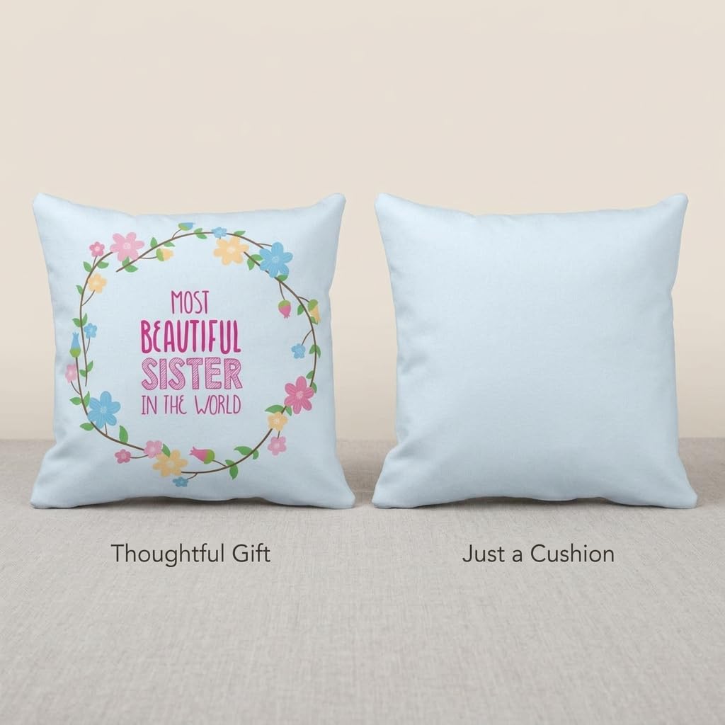 Most Beautiful Sister Rakhi Gift Cushion Cover