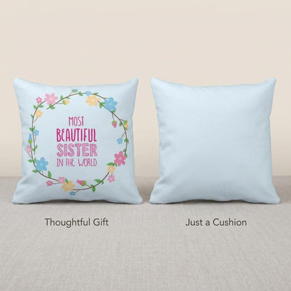 Most Beautiful Sister Rakhi Gift Cushion Cover