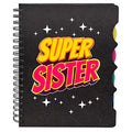 TheYayaCafe Birthday Gifts for Sister, Wirebound Notebook A5 Size, 300 Ruled Pages 70 GSM Paper, Printed Super Sister Journal for Rakhi, Bhai Dooj, Birthday from Brother and Sister