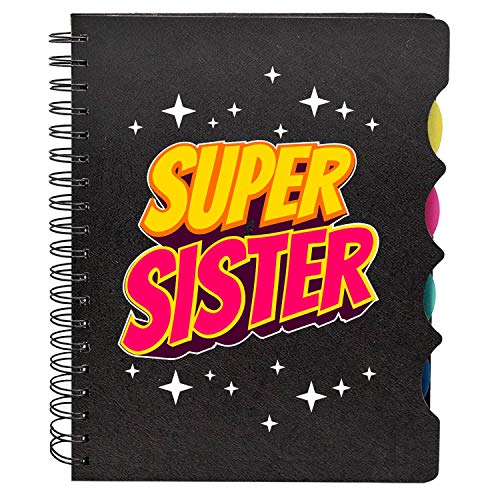 TheYayaCafe Birthday Gifts for Sister, Wirebound Notebook A5 Size, 300 Ruled Pages 70 GSM Paper, Printed Super Sister Journal for Rakhi, Bhai Dooj, Birthday from Brother and Sister