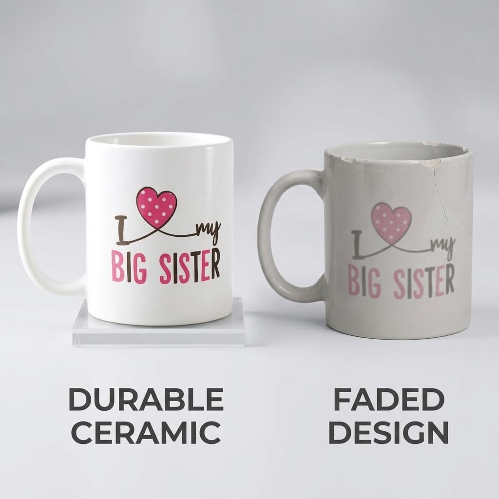 TheYayaCafe Rakhi Gifts for Sister Ceramic Mug and Coaster Combo I Love My Big Sister 11oz (330ml), Bhabhi, Didi from Brother