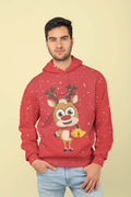 Reindeer Christmas Hoodie - Red All Over Printed Adult Hoodie