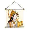 Ram Sita Puja Canvas Wall Painting Scroll - 12 x 12 inches