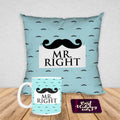 Coffee Mug & Cushion Cover Mr. Right - Personalised Gift Hamper