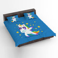 Unicorns King Size Double Bedsheet with 2 Pillow Covers - Velvet
