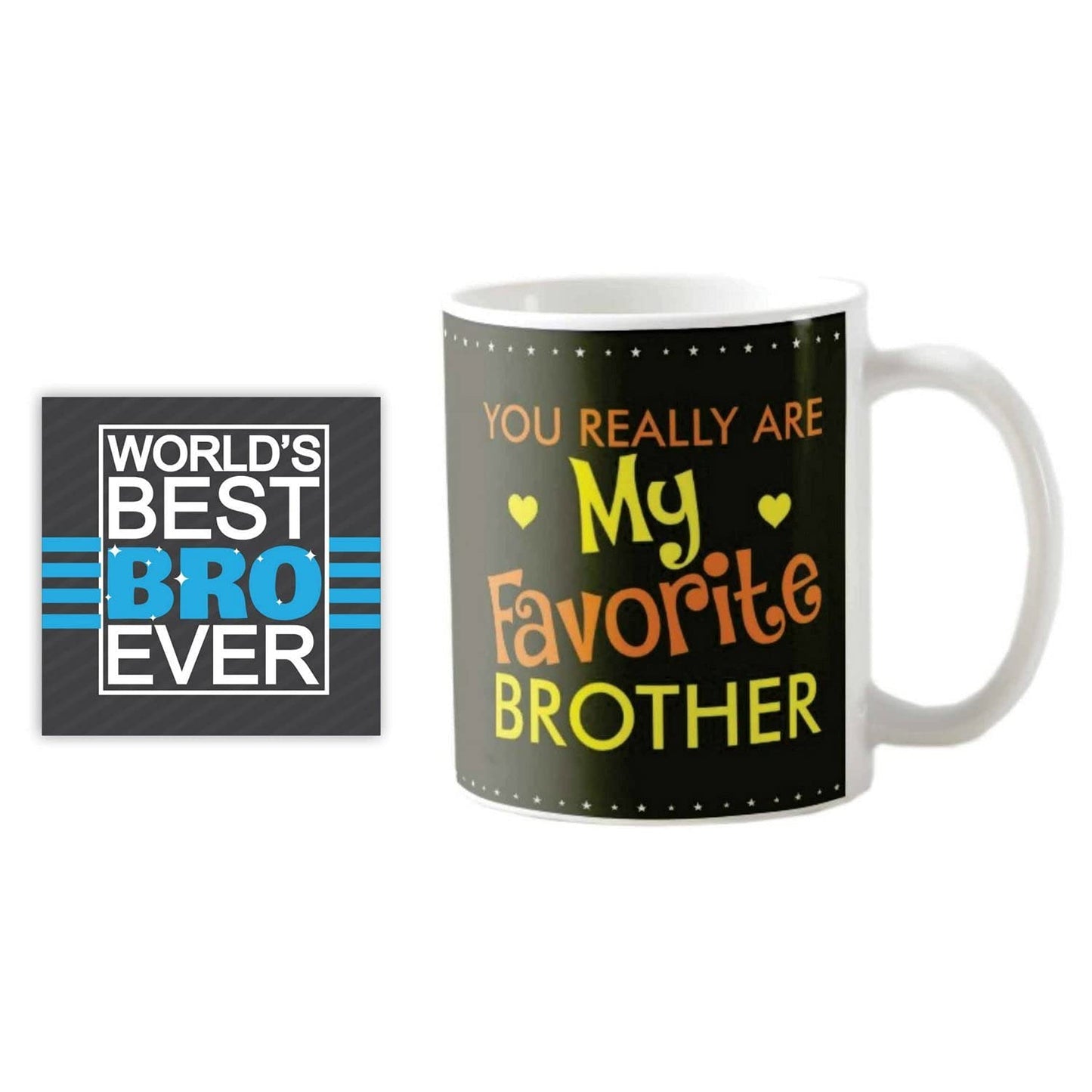 TheYayaCafe Rakhi Gift for Brother You are My Favourite Brother Ceramic Mug with Coaster 330ml (11oz), Raksha Bandhan Birthday Bhai Dooj Gift for Bhai, Bhaiya from Sister