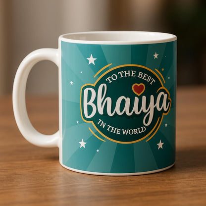 TheYayaCafe Rakhi Gifts for Brother and Bhabhi, To The Best Bhaiya Bhabhi Gift Combo, Set of 4 with 2 Coffee Mugs and 2 Rakhis, Rakhi Hamper for Bhaiya Bhabhi