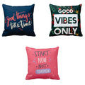 Good Vibes Only Motivational Cushion Cover Set of 3 (20 x 20 inch)