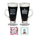 World's Best Mumma Daddy Glass Couple Tea Cups Set of 2 with Coasters
