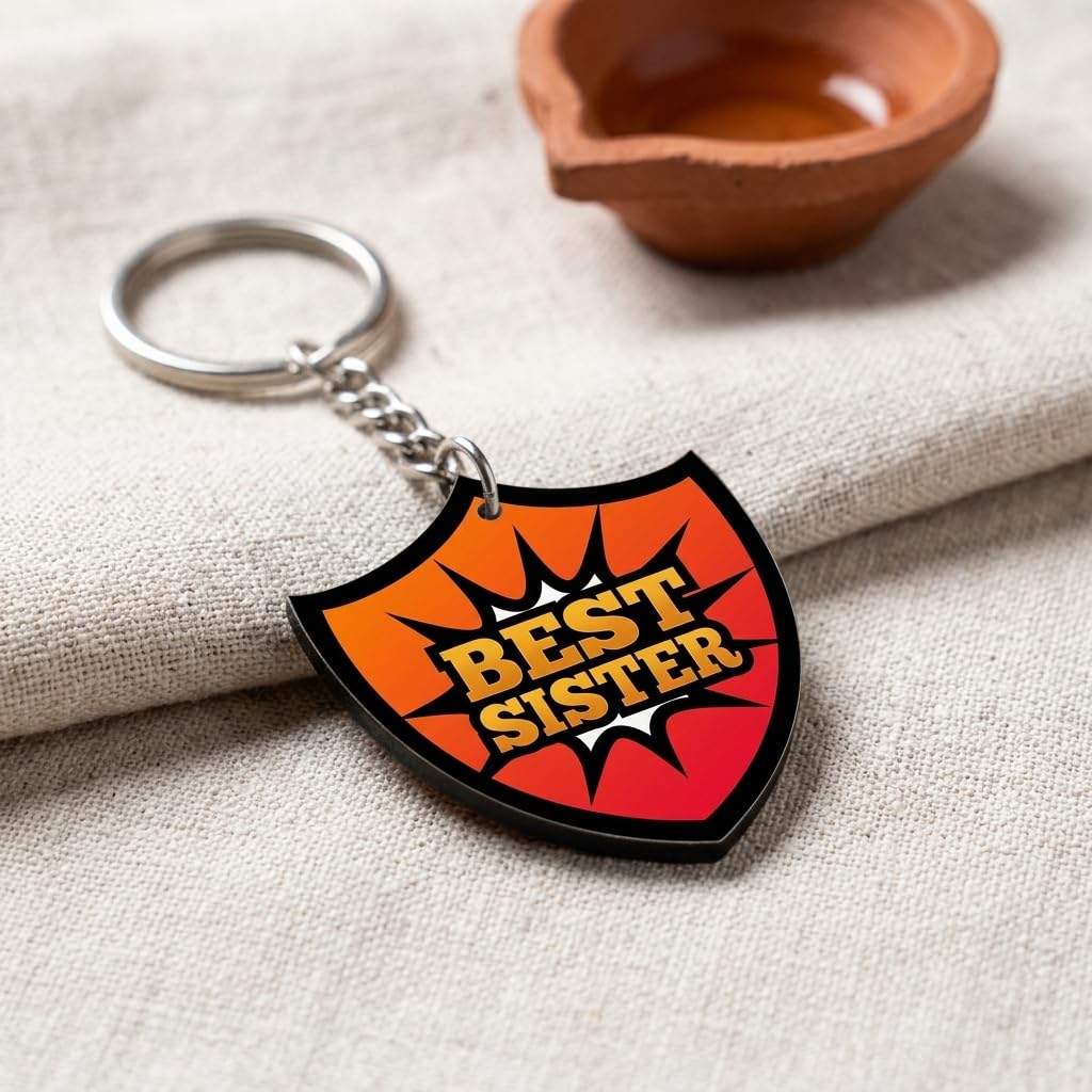 TheYayaCafe Sister Printed Acrylic Keychain Pyaari Behan 2.5x2.5 Inches (6.35 cm), Raksha Bandhan Rakhi Bhai Dooj Birthday Anniversary Gift for Sister, Behan, Didi from Brother and Sister