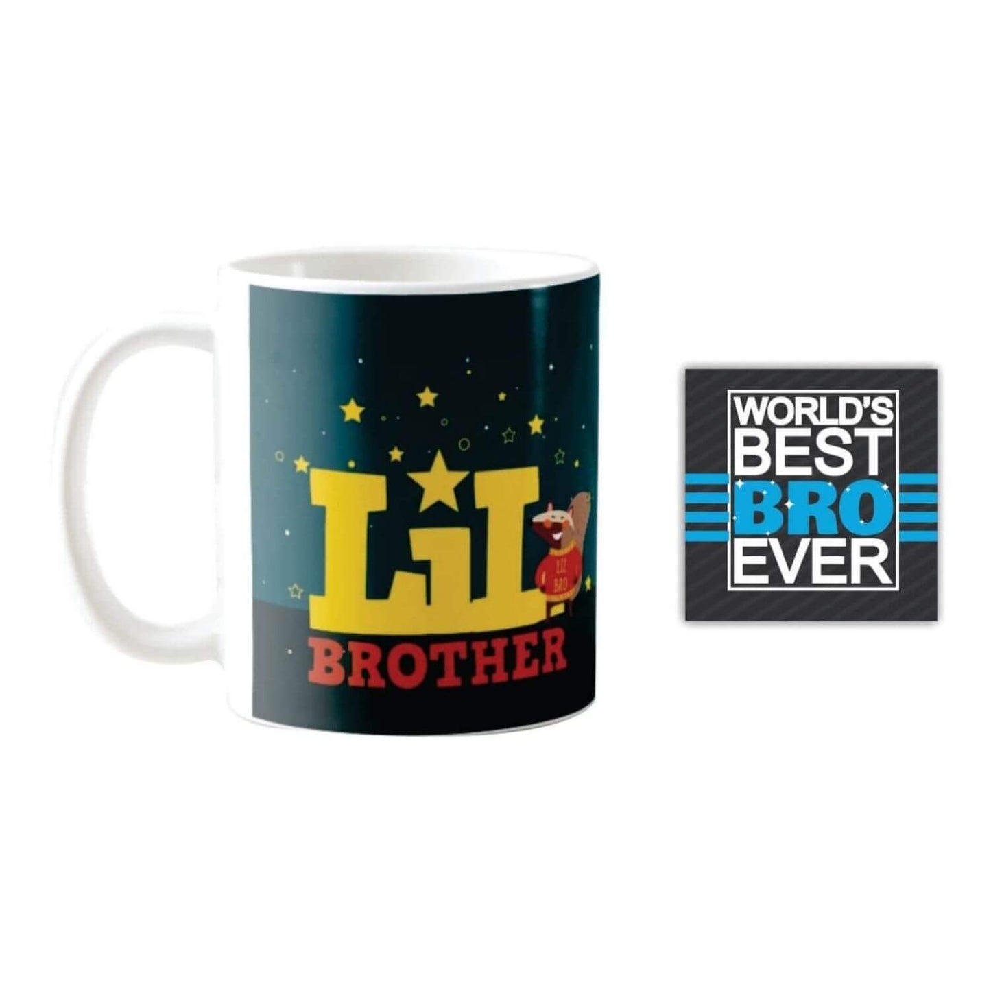 TheYaYaCafe Rakshabandhan Gift Combo for Brother, Set of 3 Little Brother Rakhi Gift with Mug Coaster and Rakhi