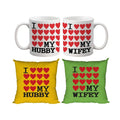 Hubby & Wifey Coffee Mugs + Cushion Covers Valentine Gift Hamper