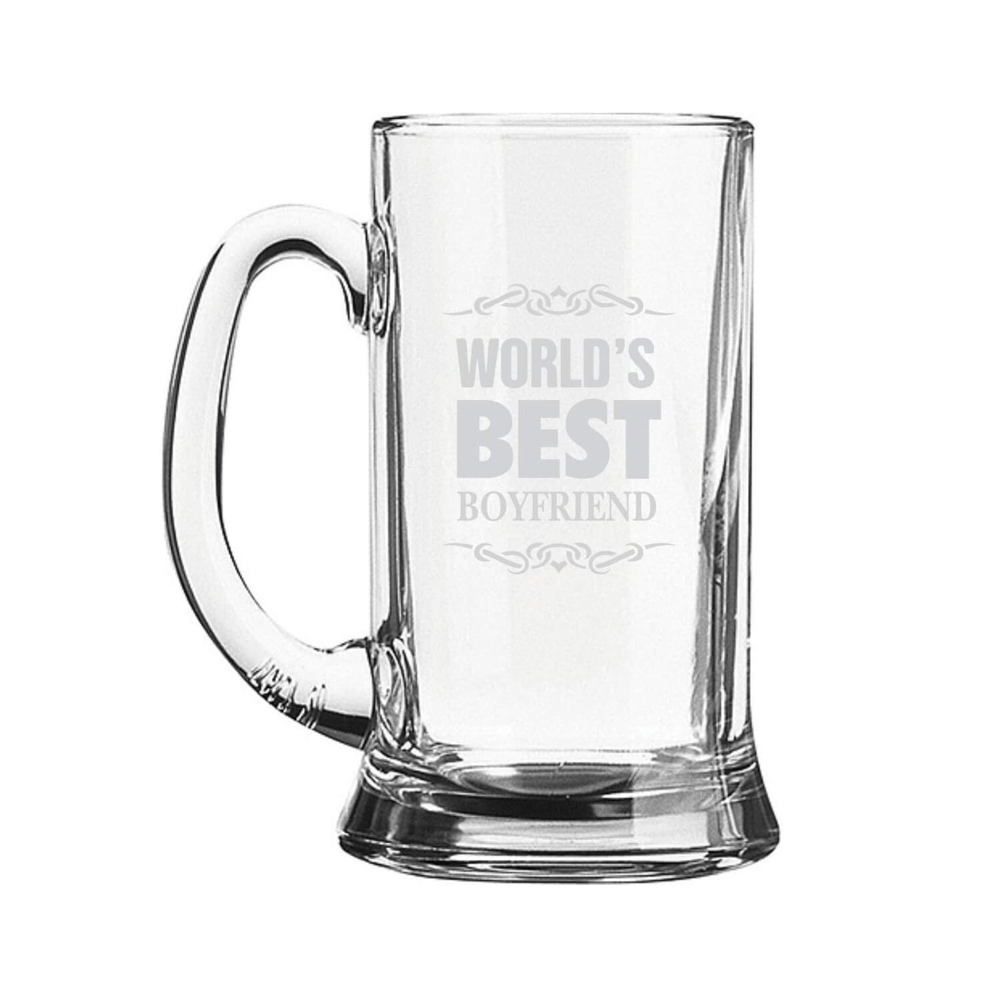 Worlds Best Boyfriend Engraved Beer Mug