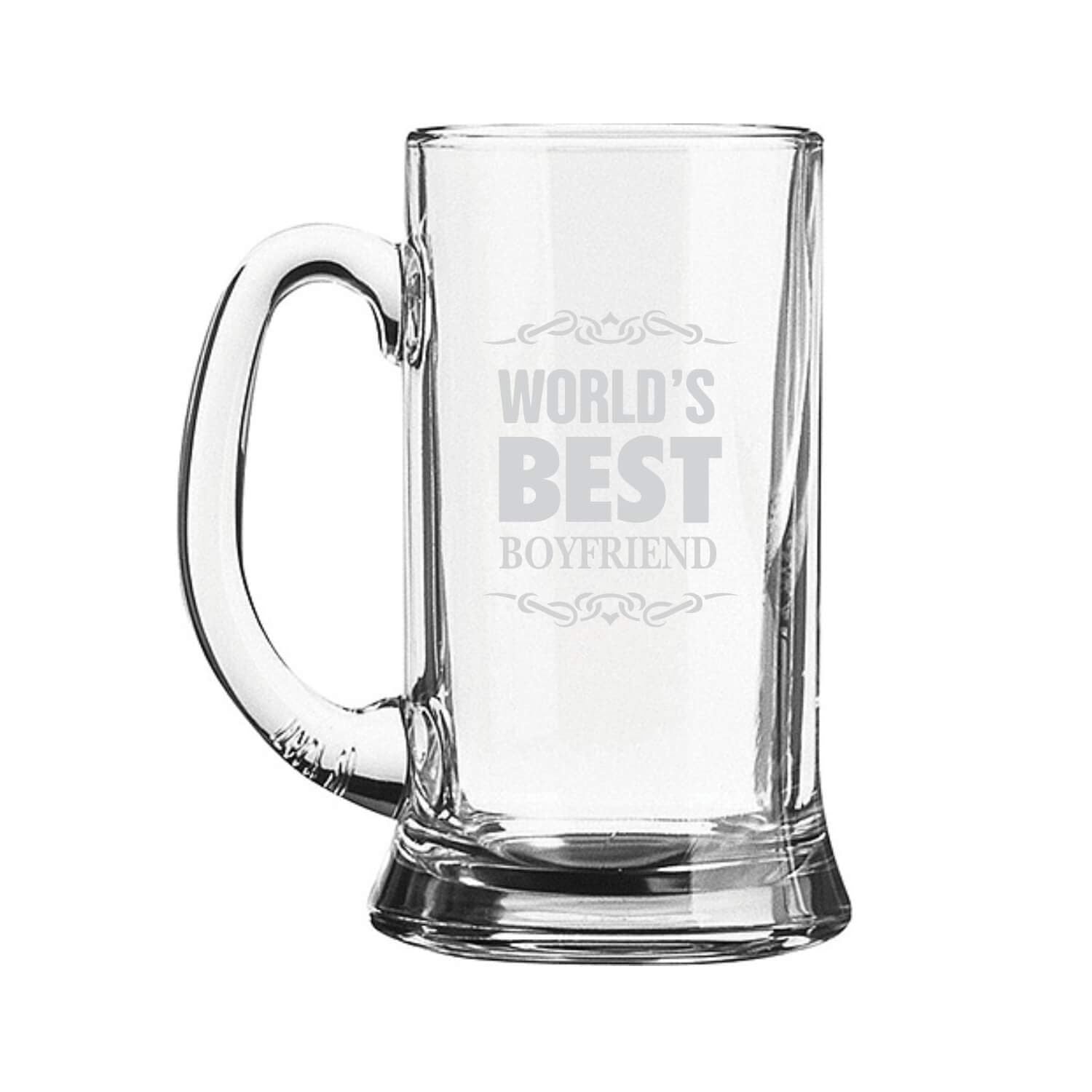 Worlds Best Boyfriend Engraved Beer Mug