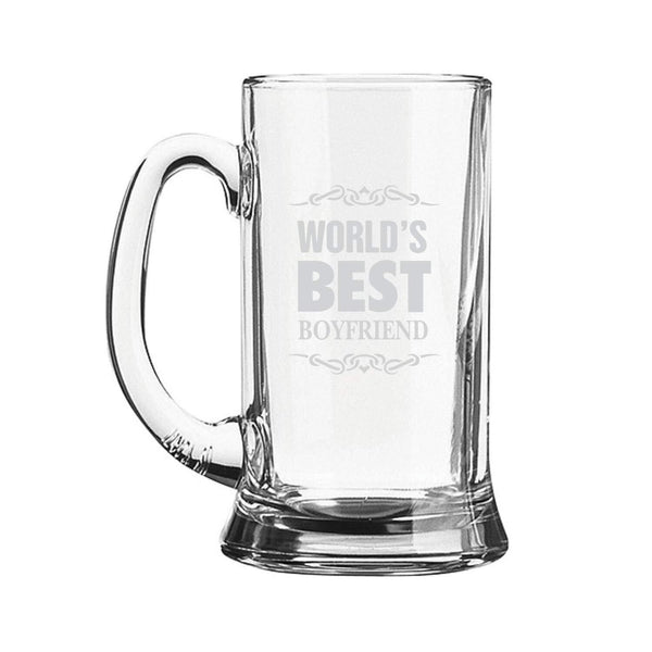 Worlds Best Boyfriend Engraved Beer Mug