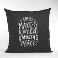 Velvet Cushion with Filler for Couples - You Make an Amazing, 12x12 inches