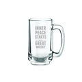 Whiskey Beer Mug - Inner Peace Engraved Glass Mug