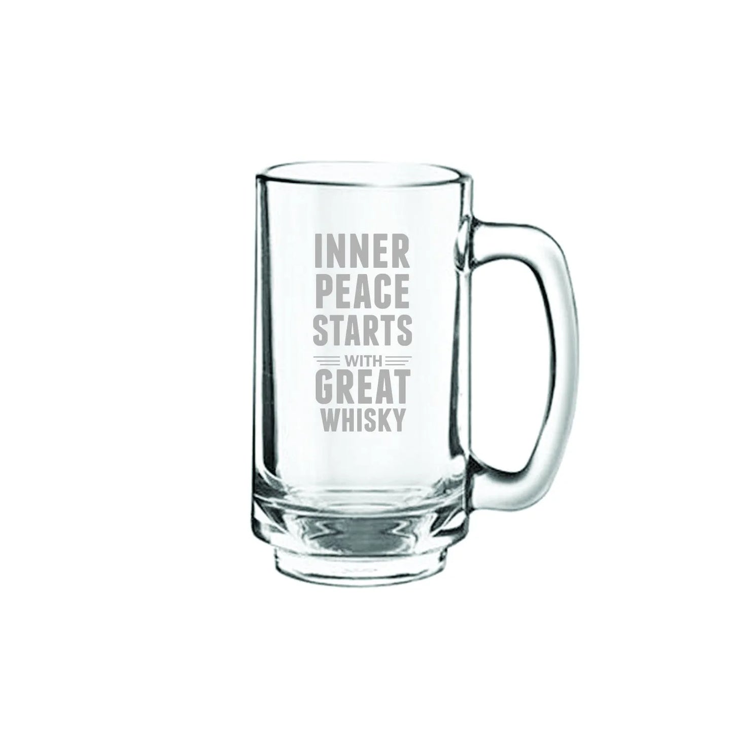 Inner Peace with Great Whiskey Engraved Beer Mug