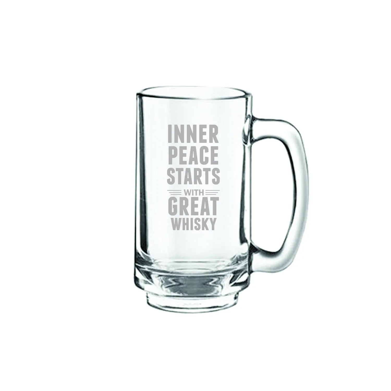 Inner Peace with Great Whiskey Engraved Beer Mug