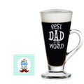 Dad Engraved Glass Tea Coffee Mug with Coaster Gift Set